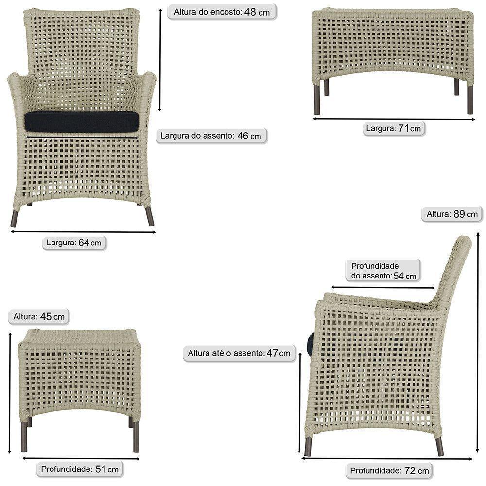 Jogo Sofá 4 Poltronas E Mesa Igapó Marrom E12 Trama Original Rami - 3