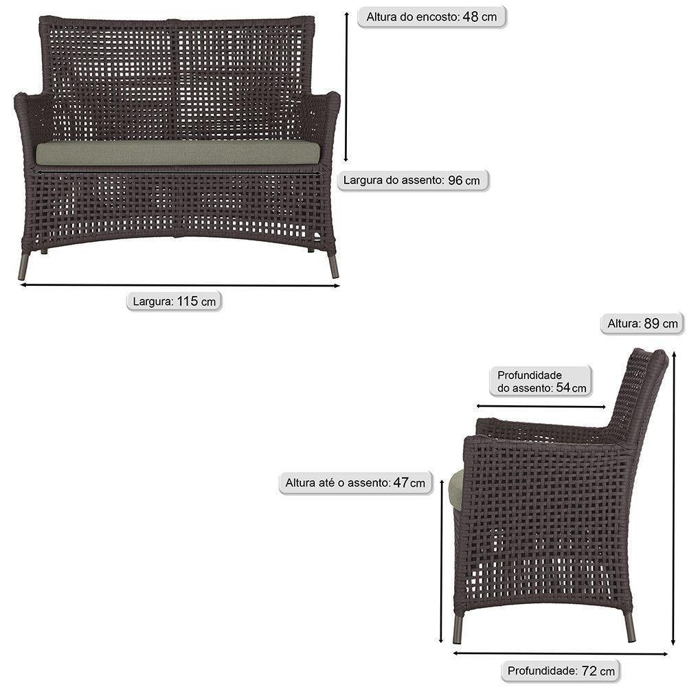 Jogo Sofá 4 Poltronas E Mesa Igapó Marrom E8 Trama Original Marrom - 2