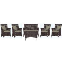 Jogo Sofá 4 Poltronas E Mesa Igapó Marrom E8 Trama Original Marrom - 1