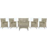 Jogo Sofá 4 Poltronas E Mesa Igapó Preta E7 Trama Original Rami - 1