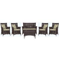 Jogo Sofá 4 Poltronas E Mesa Igapó Marrom E7 Trama Original Marrom - 1