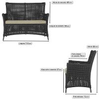 Jogo Sofá 4 Poltronas E Mesa Igapó Marrom E7 Trama Original Preto - 2