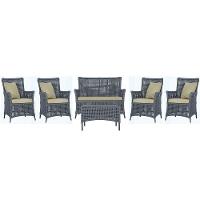 Jogo Sofá 4 Poltronas E Mesa Igapó Preta E7 Trama Original Prata - 1