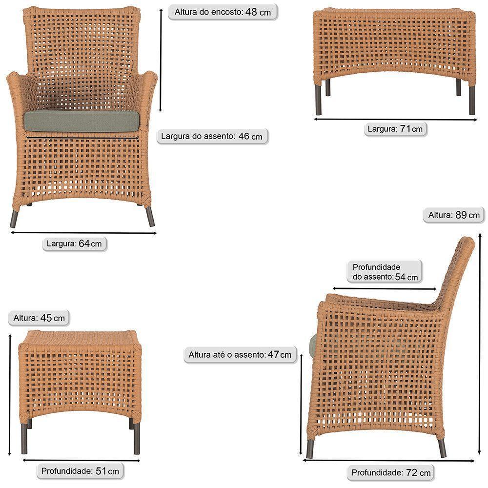 Jogo Sofá 4 Poltronas E Mesa Igapó Marrom E8 Trama Original Terra Cota - 3