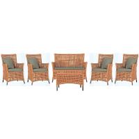 Jogo Sofá 4 Poltronas E Mesa Igapó Marrom E8 Trama Original Terra Cota - 1