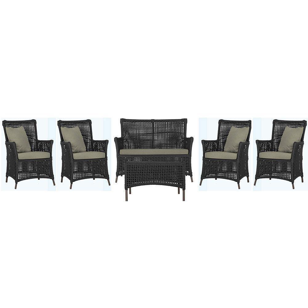 Jogo Sofá 4 Poltronas E Mesa Igapó Marrom E8 Trama Original Preto - 1