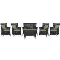 Jogo Sofá 4 Poltronas E Mesa Igapó Marrom E8 Trama Original Preto - 1