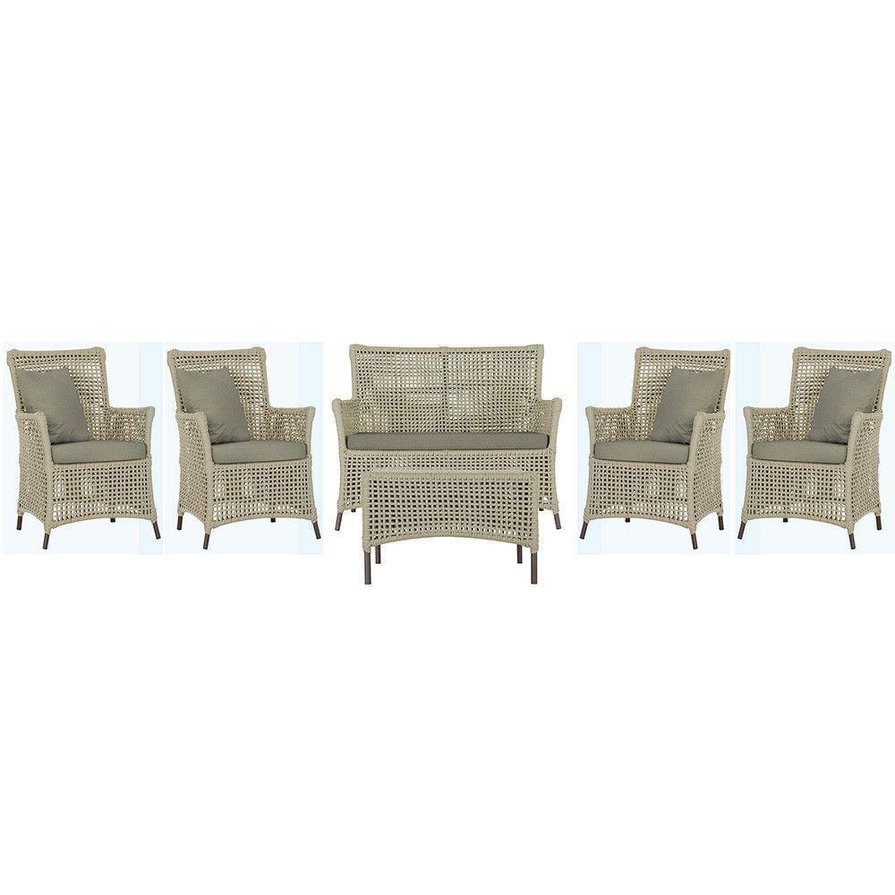 Jogo Sofá 4 Poltronas E Mesa Igapó Marrom E8 Trama Original Rami - 1