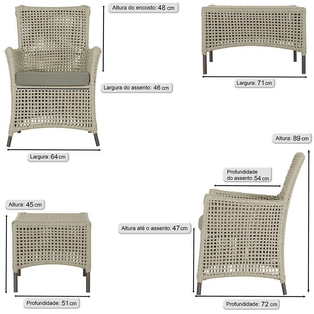 Jogo Sofá 4 Poltronas E Mesa Igapó Marrom E8 Trama Original Rami - 3