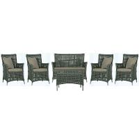 Jogo Sofá 4 Poltronas E Mesa Igapó Fendi E8 Trama Original Verde - 1