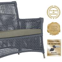 Jogo Sofá 4 Poltronas E Mesa Igapó Fendi E8 Trama Original Prata