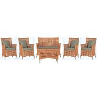 Jogo Sofá 4 Poltronas E Mesa Igapó Fendi E8 Trama Original Terra Cota - 1