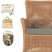 Jogo Sofá 4 Poltronas E Mesa Igapó Fendi E8 Trama Original Terra Cota - 5