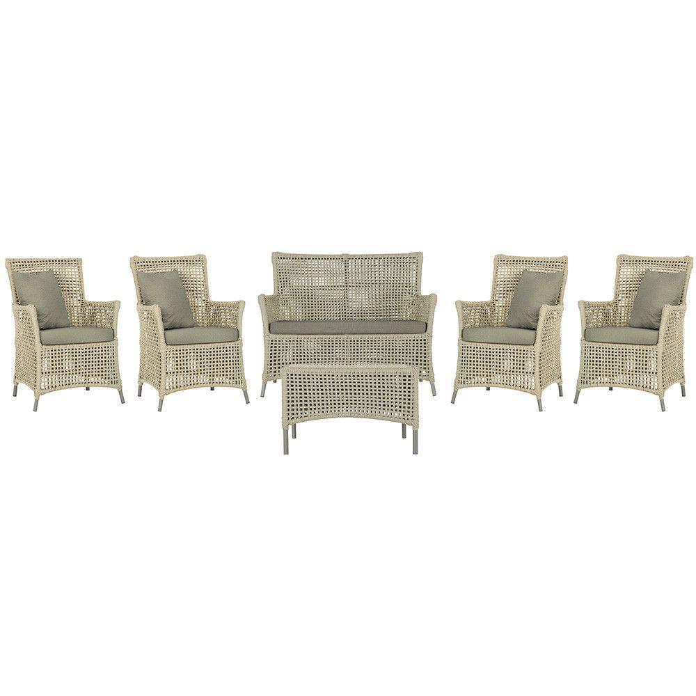 Jogo Sofá 4 Poltronas E Mesa Igapó Fendi E8 Trama Original Rami - 1