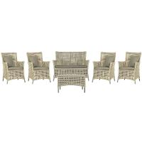 Jogo Sofá 4 Poltronas E Mesa Igapó Fendi E8 Trama Original Rami - 1