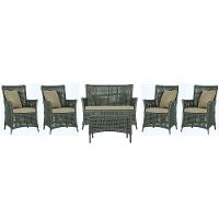 Jogo Sofá 4 Poltronas E Mesa Igapó Preta E7 Trama Original Verde - 1