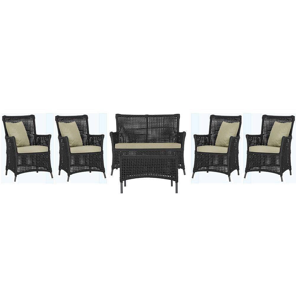 Jogo Sofá 4 Poltronas E Mesa Igapó Preta E7 Trama Original Preto - 1