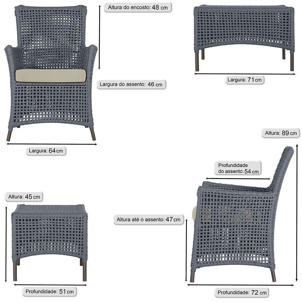 Jogo Sofá 4 Poltronas E Mesa Igapó Marrom E7 Trama Original Prata - 3