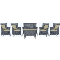 Jogo Sofá 4 Poltronas E Mesa Igapó Marrom E7 Trama Original Prata - 1