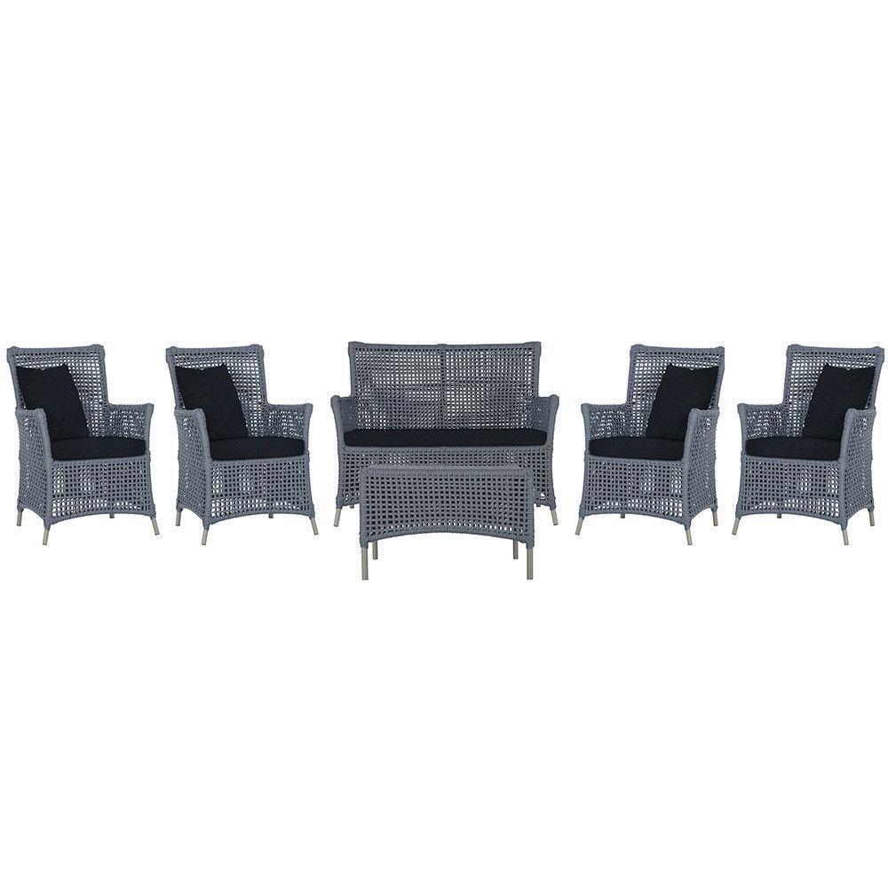 Jogo Sofá 4 Poltronas E Mesa Igapó Fendi E12 Trama Original Prata - 1