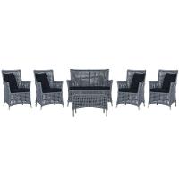 Jogo Sofá 4 Poltronas E Mesa Igapó Fendi E12 Trama Original Prata - 1