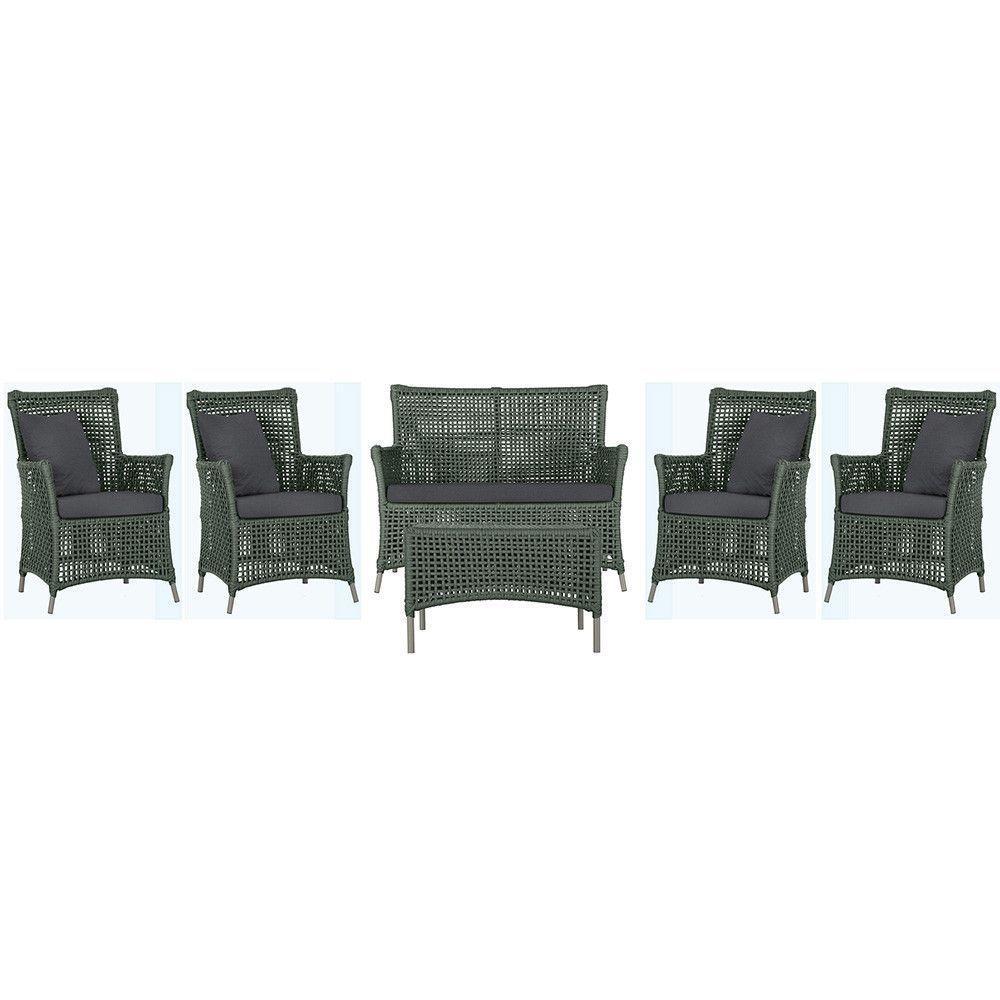 Jogo Sofá 4 Poltronas E Mesa Igapó Fendi E11 Trama Original Verde - 1