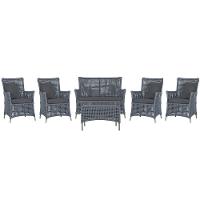 Jogo Sofá 4 Poltronas E Mesa Igapó Fendi E11 Trama Original Prata - 1