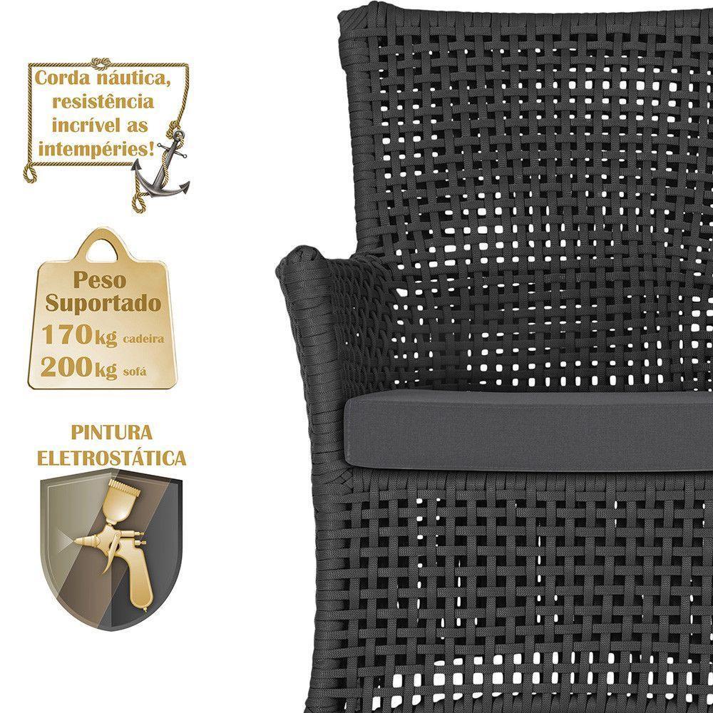 Jogo Sofá 4 Poltronas E Mesa Igapó Fendi E11 Trama Original Preto - 5