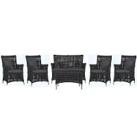 Jogo Sofá 4 Poltronas E Mesa Igapó Fendi E11 Trama Original Preto - 1