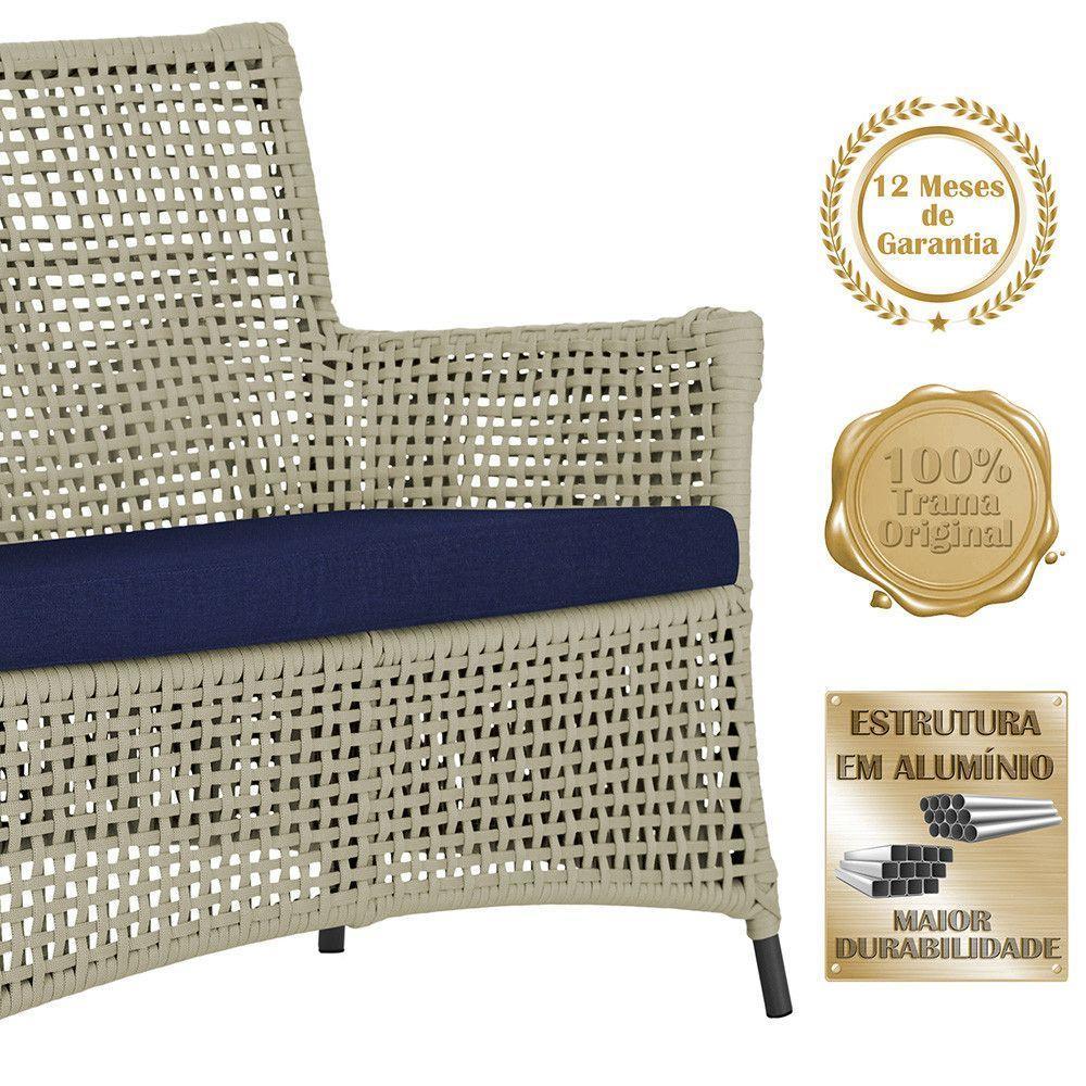 Jogo Sofá 4 Poltronas E Mesa Igapó Preta E10 Trama Original Rami - 4