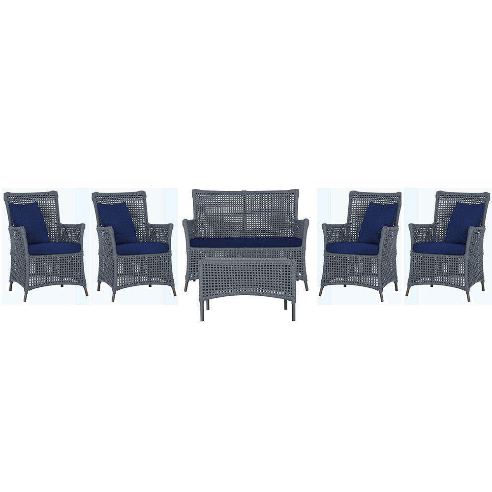 Jogo Sofá 4 Poltronas E Mesa Igapó Preta E10 Trama Original Prata - 1