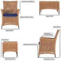 Jogo Sofá 4 Poltronas E Mesa Igapó Marrom E10 Trama Original Terra Cota - 3
