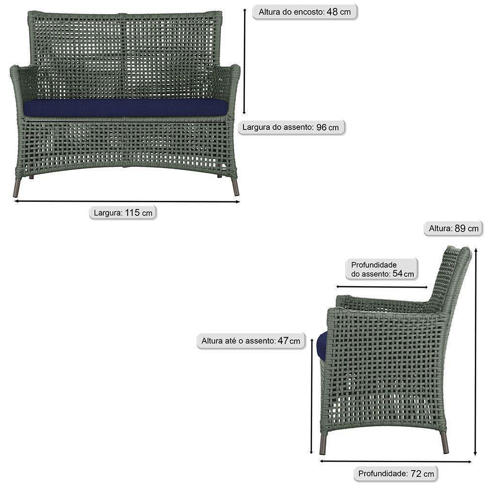 Jogo Sofá 4 Poltronas E Mesa Igapó Marrom E10 Trama Original Verde - 2