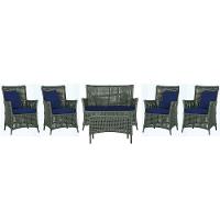 Jogo Sofá 4 Poltronas E Mesa Igapó Marrom E10 Trama Original Verde - 1