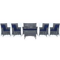 Jogo Sofá 4 Poltronas E Mesa Igapó Marrom E10 Trama Original Prata - 1