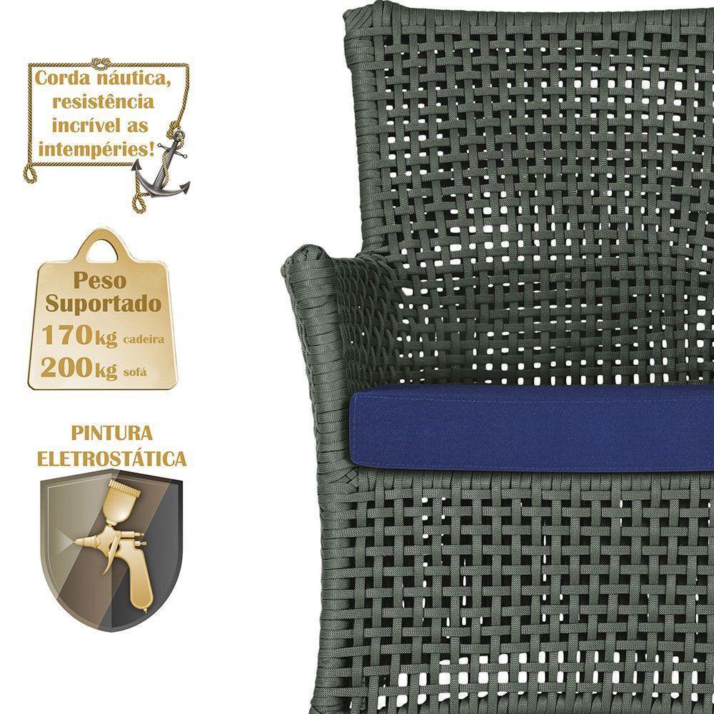 Jogo Sofá 4 Poltronas E Mesa Igapó Preta E10 Trama Original Verde - 5