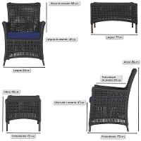 Jogo Sofá 4 Poltronas E Mesa Igapó Marrom E10 Trama Original Preto - 3