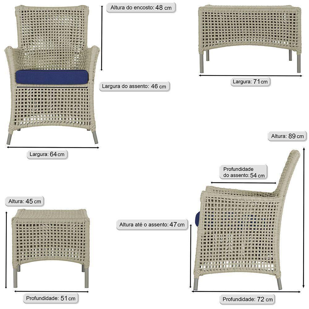Jogo Sofá 4 Poltronas E Mesa Igapó Fendi E10 Trama Original Rami - 3
