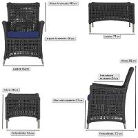 Jogo Sofá 4 Poltronas E Mesa Igapó Fendi E10 Trama Original Preto - 3