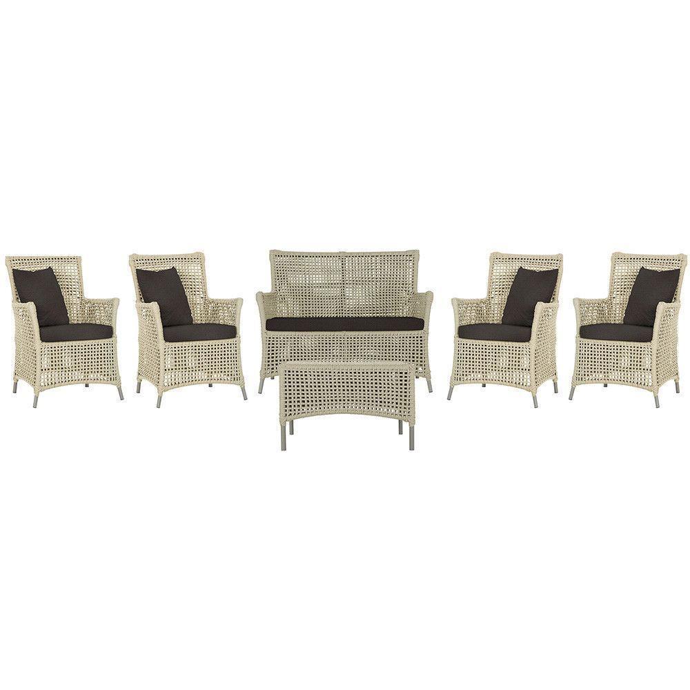 Jogo Sofá 4 Poltronas E Mesa Igapó Fendi E9 Trama Original Rami - 1