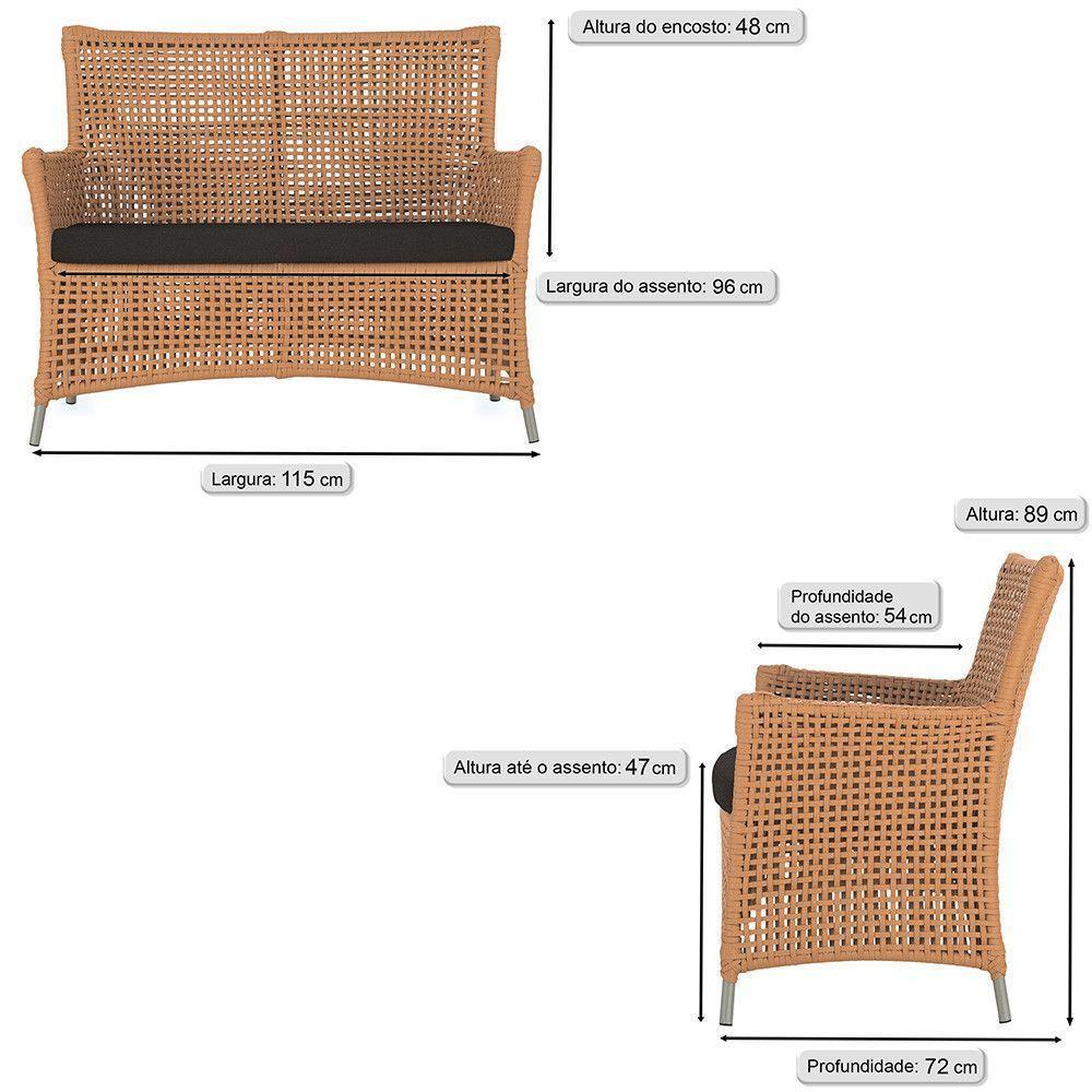 Jogo Sofá 4 Poltronas E Mesa Igapó Fendi E9 Trama Original Terra Cota - 2