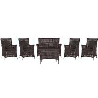 Jogo Sofá 4 Poltronas E Mesa Igapó Fendi E9 Trama Original Marrom - 1