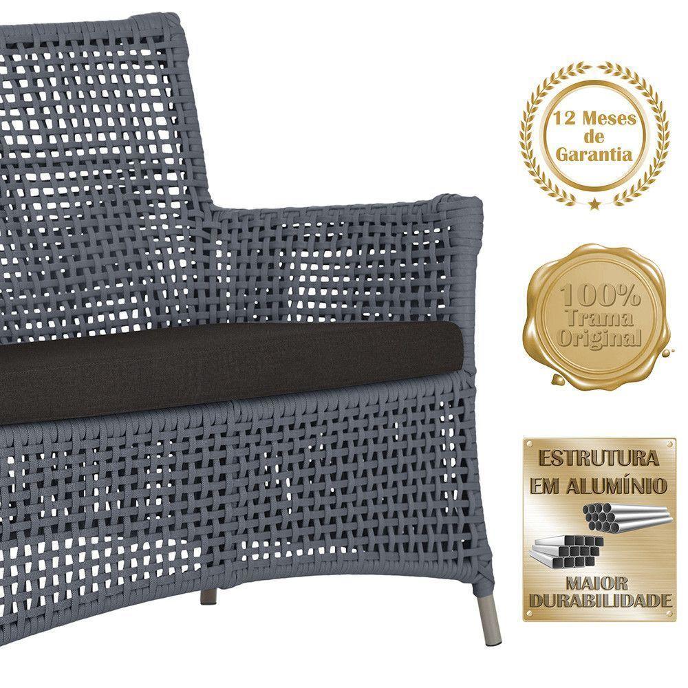 Jogo Sofá 4 Poltronas E Mesa Igapó Fendi E9 Trama Original Prata - 4