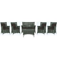 Jogo Sofá 4 Poltronas E Mesa Igapó Fendi E9 Trama Original Verde - 1