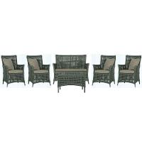 Jogo Sofá 4 Poltronas E Mesa Igapó Preta E8 Trama Original Verde - 1