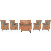 Jogo Sofá 4 Poltronas E Mesa Igapó Preta E8 Trama Original Terra Cota - 1