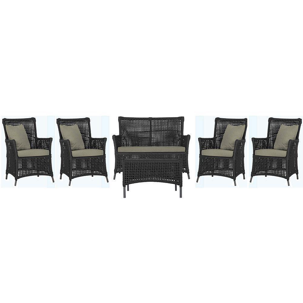 Jogo Sofá 4 Poltronas E Mesa Igapó Preta E8 Trama Original Preto - 1