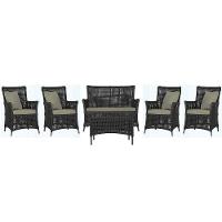 Jogo Sofá 4 Poltronas E Mesa Igapó Preta E8 Trama Original Preto - 1