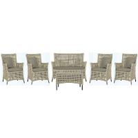 Jogo Sofá 4 Poltronas E Mesa Igapó Preta E8 Trama Original Rami - 1