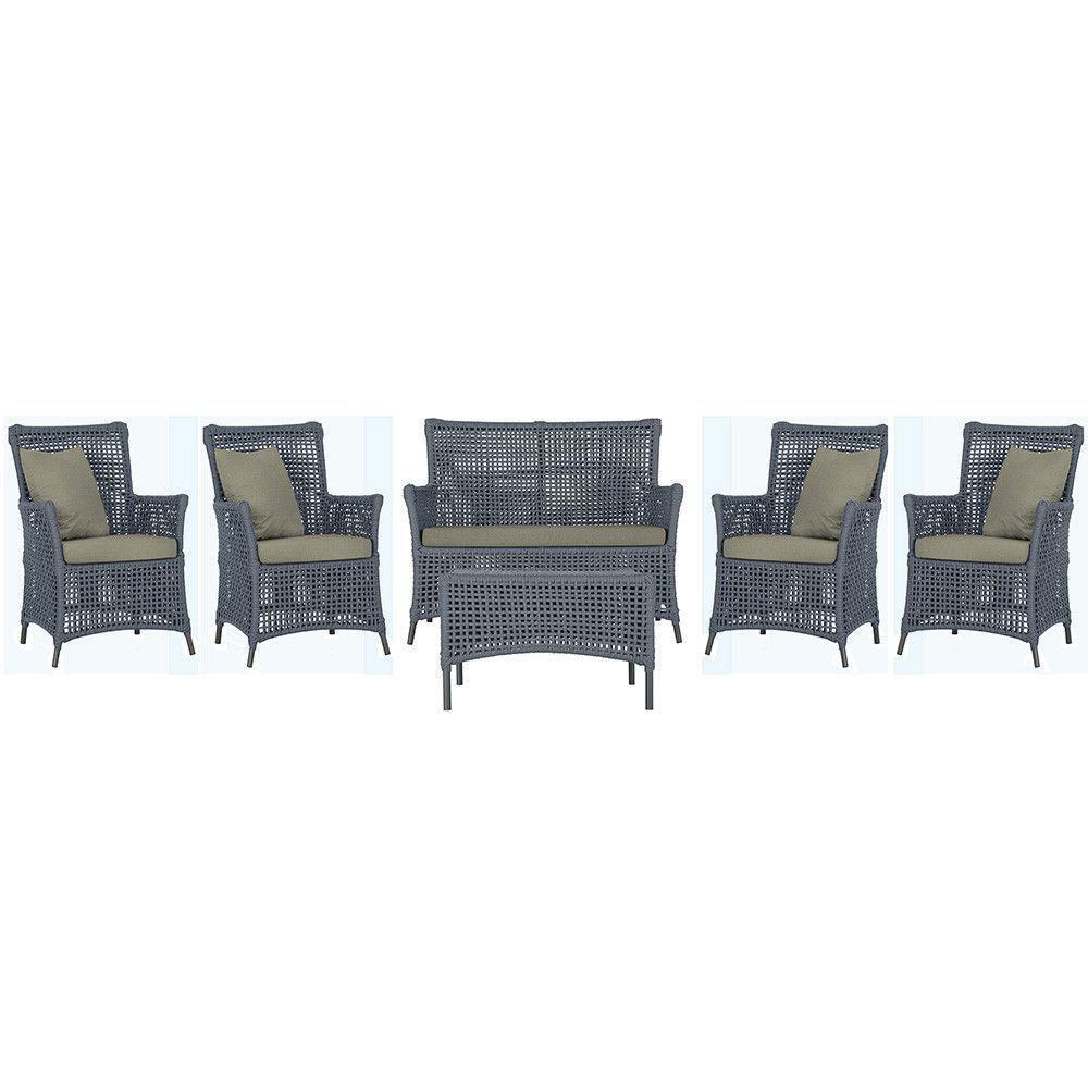 Jogo Sofá 4 Poltronas E Mesa Igapó Preta E8 Trama Original Prata - 1